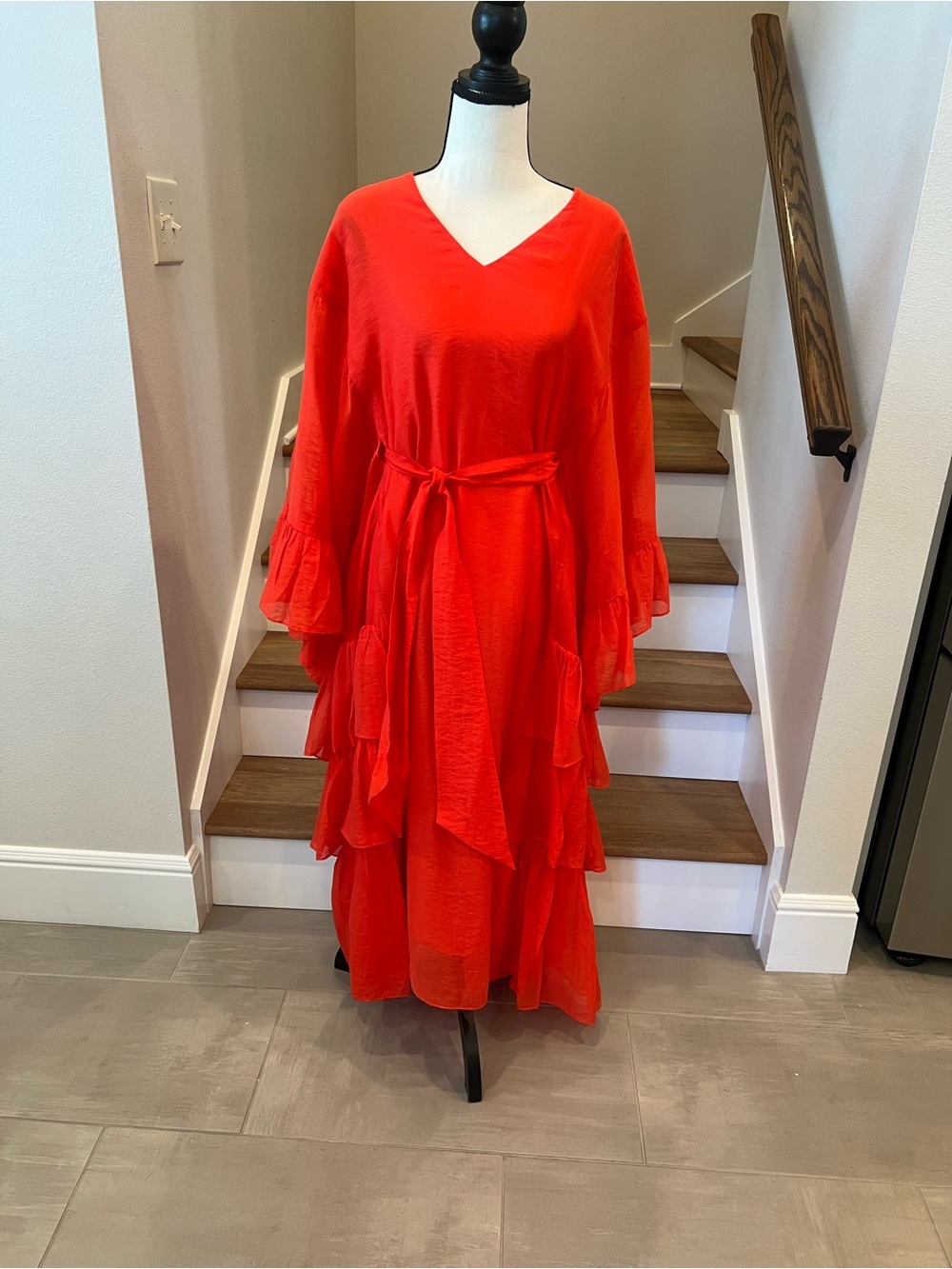 Vibrant Tiered V-Neck Maxi Dress